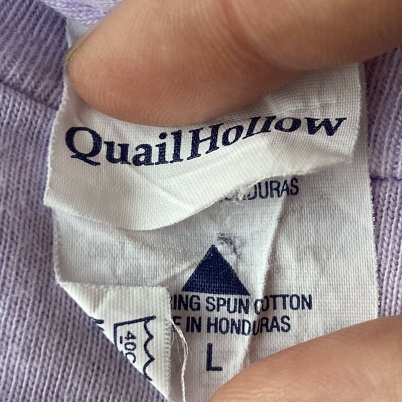 Quail Hollow T Shirt Sz L Purple Hearts Dolphins San Diego Travel Summer Womens - Picture 3 of 7